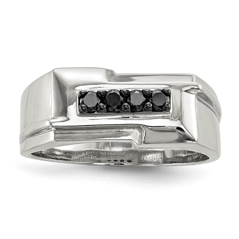 Sterlingsilber Rhodiniert Herren Schwarz Diamant Poliert Ring
