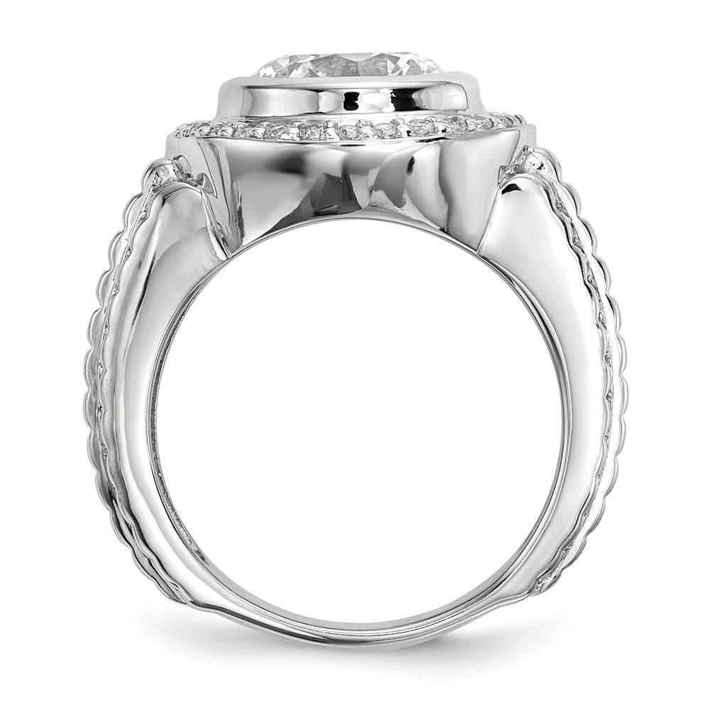 Sterlingsilber Rhodiniert Herren Zirkonia Ring
