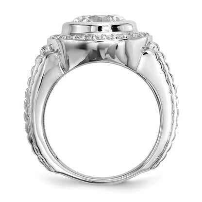 Sterlingsilber Rhodiniert Herren Zirkonia Ring