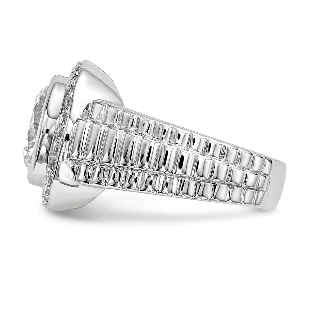 Sterlingsilber Rhodiniert Herren Zirkonia Ring