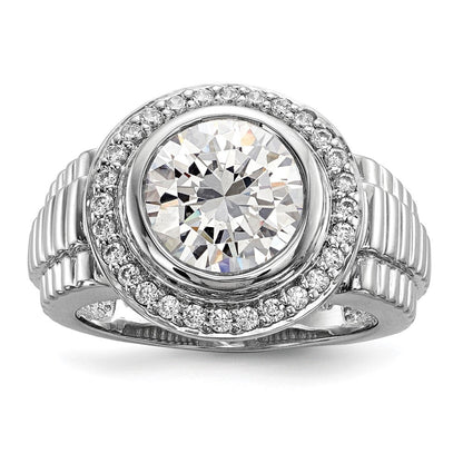 Sterlingsilber Rhodiniert Herren Zirkonia Ring