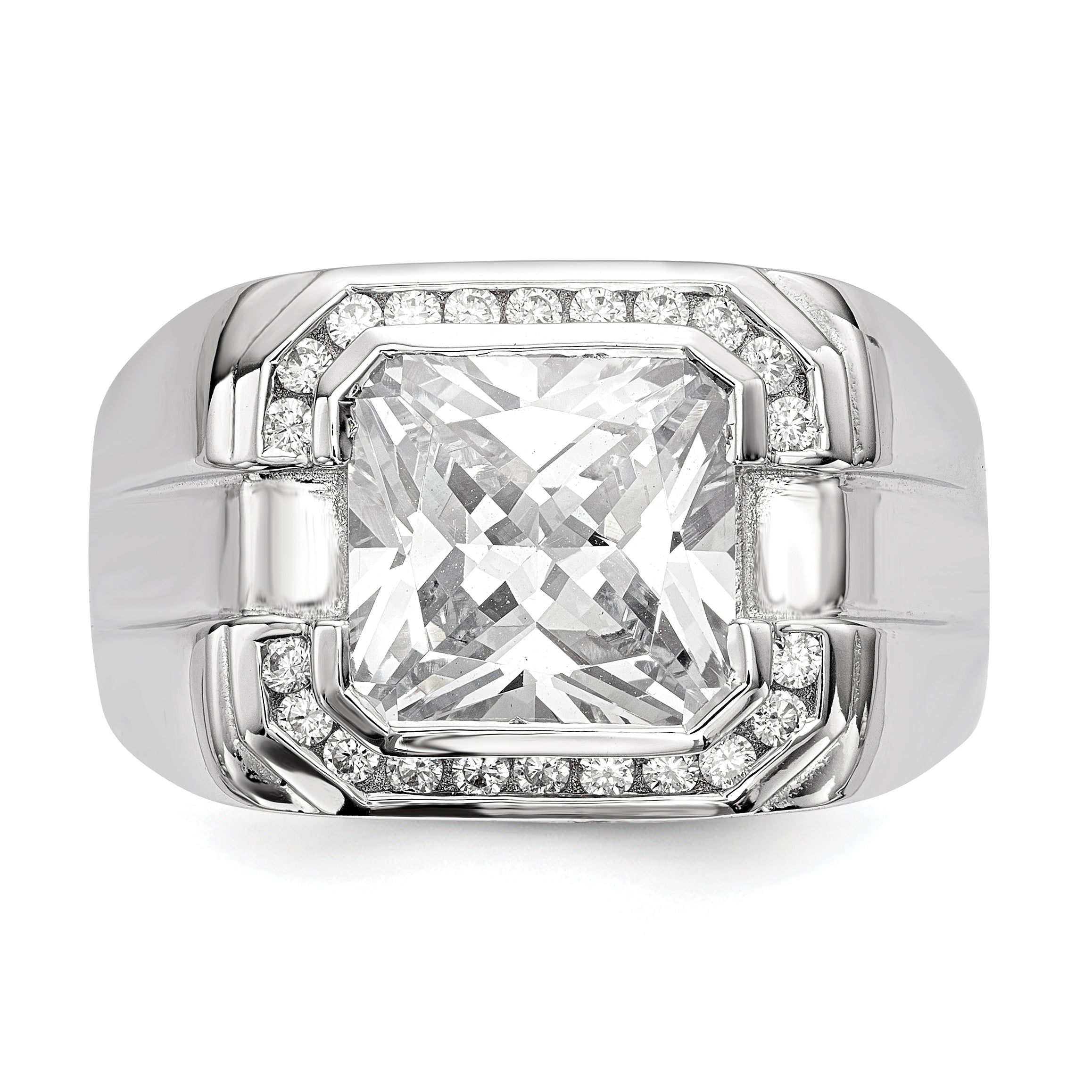 Sterlingsilber Rhodiniert Herren Zirkonia Ring