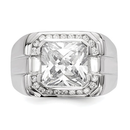 Sterlingsilber Rhodiniert Herren Zirkonia Ring