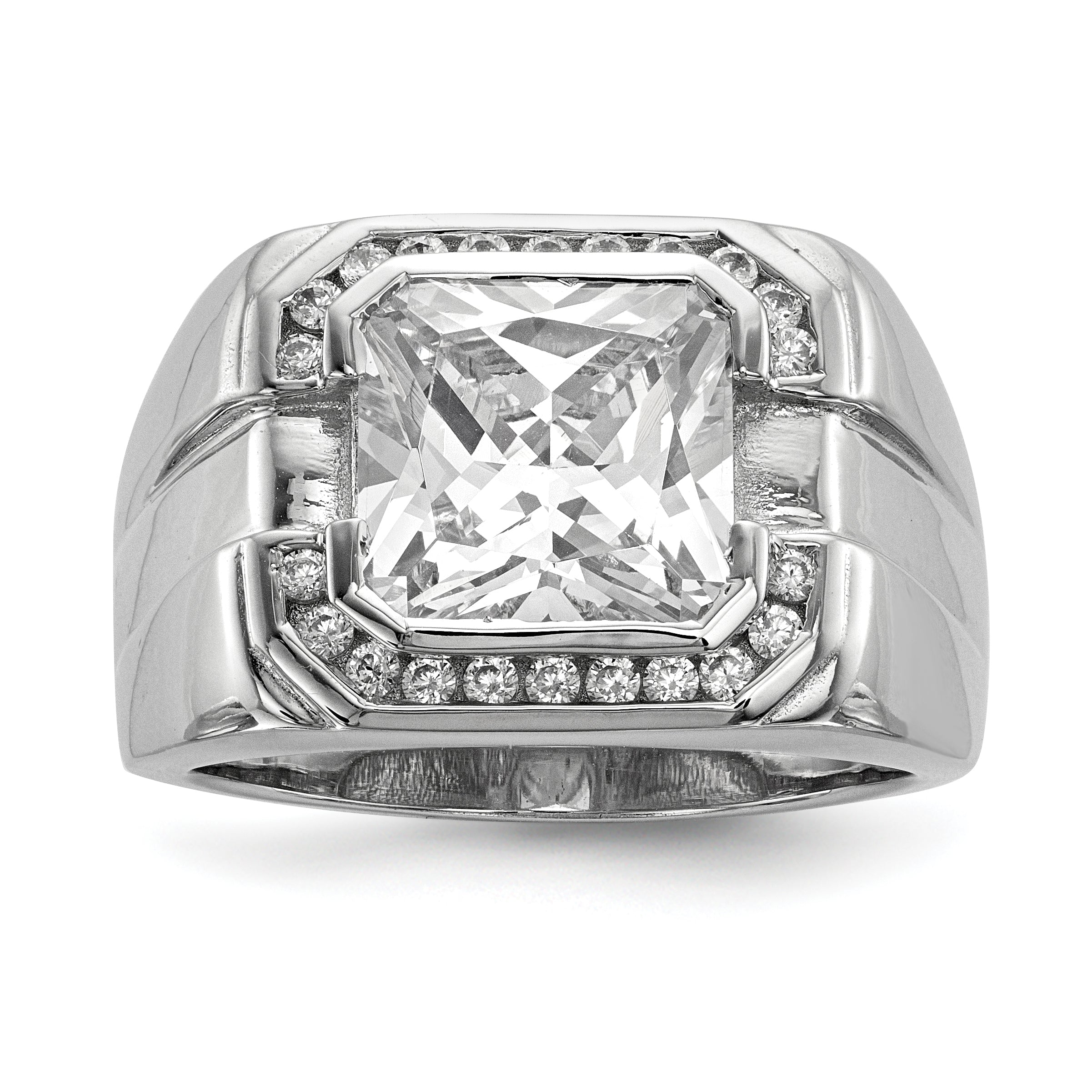Sterlingsilber Rhodiniert Herren Zirkonia Ring