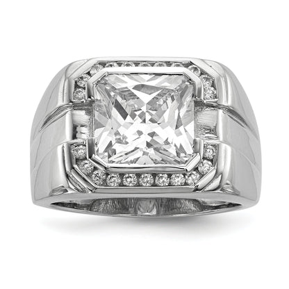 Sterlingsilber Rhodiniert Herren Zirkonia Ring