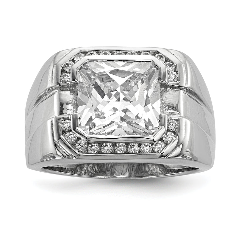 Sterlingsilber Rhodiniert Herren Zirkonia Ring