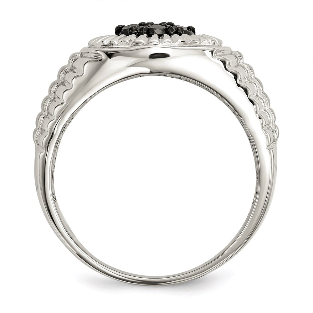 Sterlingsilber Rhodiniert Herren Schwarz Diamant Poliert/satin Ring
