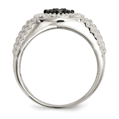 Sterlingsilber Rhodiniert Herren Schwarz Diamant Poliert/satin Ring
