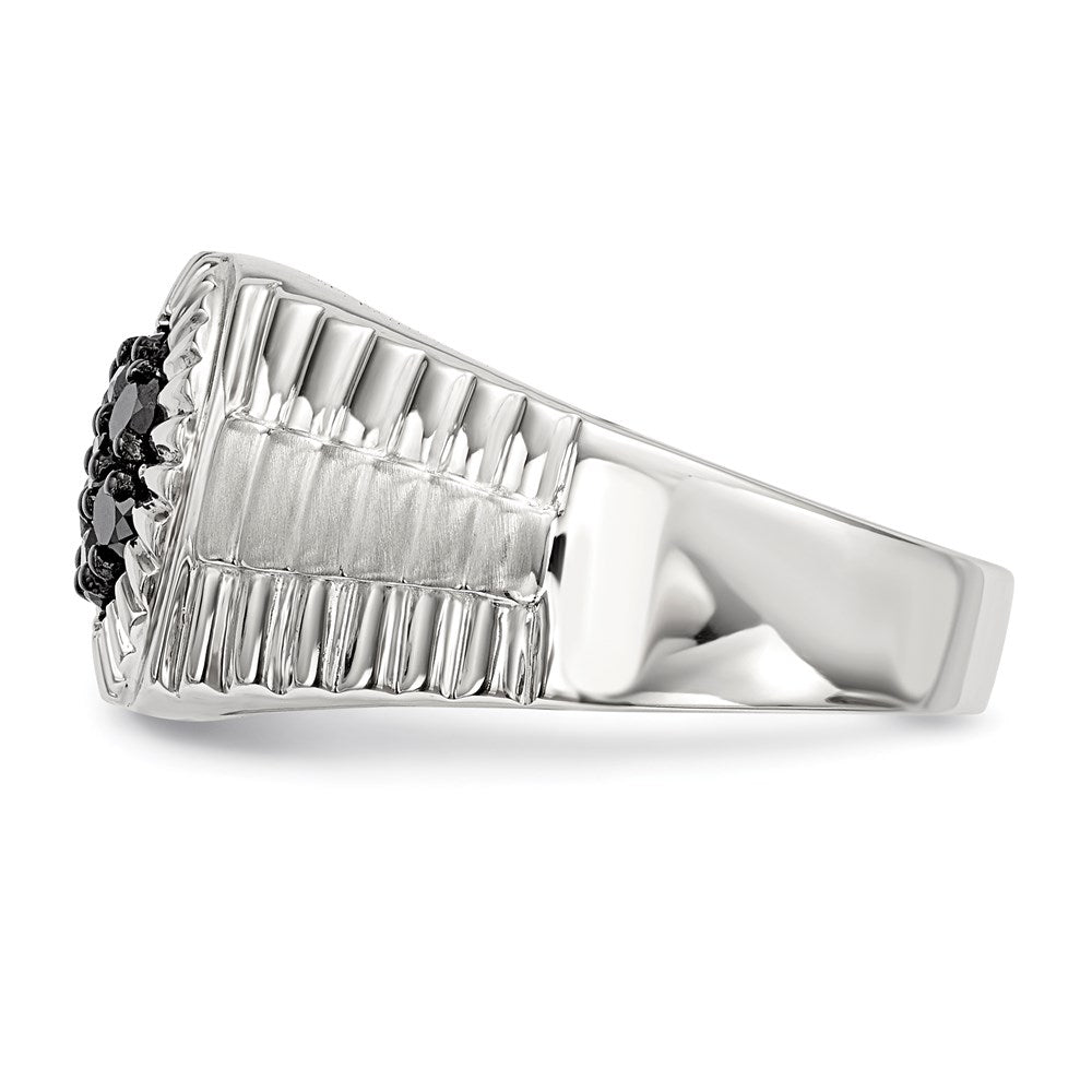 Sterlingsilber Rhodiniert Herren Schwarz Diamant Poliert/satin Ring