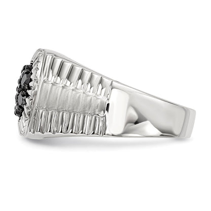 Sterlingsilber Rhodiniert Herren Schwarz Diamant Poliert/satin Ring