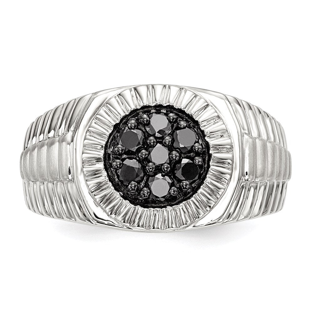 Sterlingsilber Rhodiniert Herren Schwarz Diamant Poliert/satin Ring