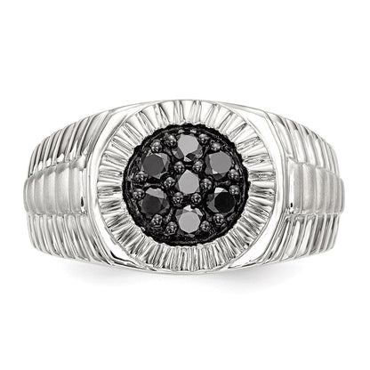 Sterlingsilber Rhodiniert Herren Schwarz Diamant Poliert/satin Ring