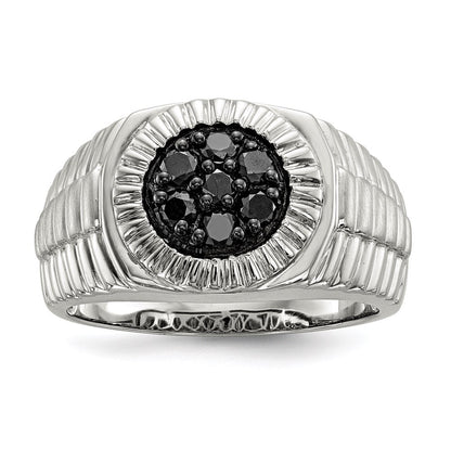 Sterlingsilber Rhodiniert Herren Schwarz Diamant Poliert/satin Ring