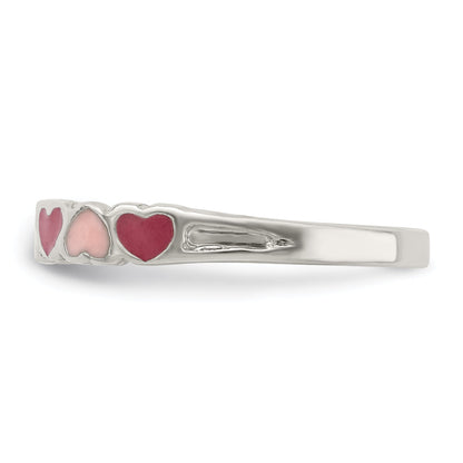 Sterlingsilber Rhodiniert Kinder Emailliert Herzen Ring