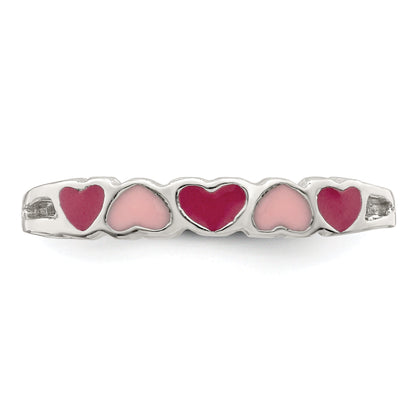 Sterlingsilber Rhodiniert Kinder Emailliert Herzen Ring