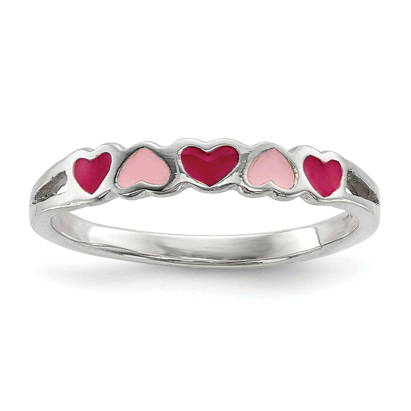 Sterlingsilber Rhodiniert Kinder Emailliert Herzen Ring