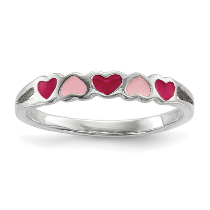 Sterlingsilber Rhodiniert Kinder Emailliert Herzen Ring
