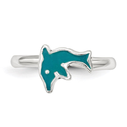 Sterlingsilber Poliert Emailliert Delfin Zehenring