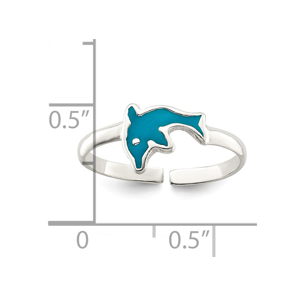 Sterlingsilber Poliert Emailliert Delfin Zehenring