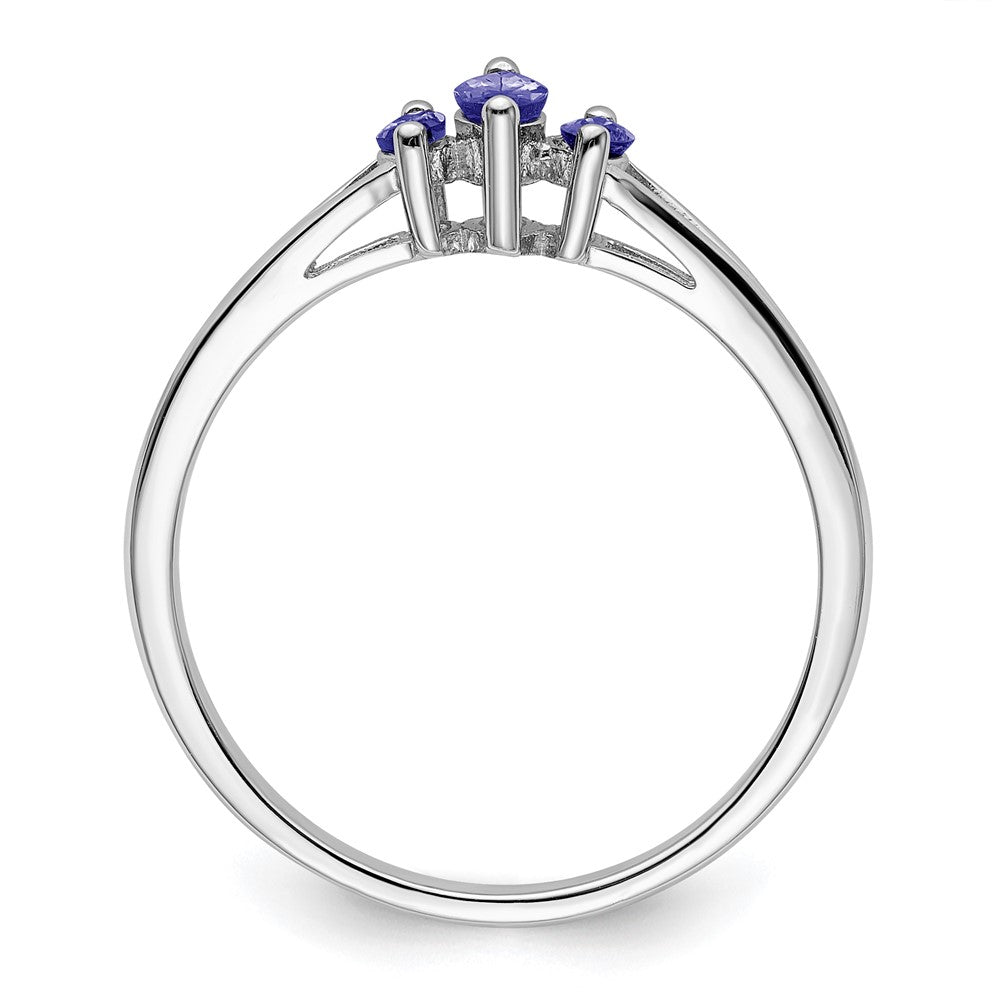 Sterlingsilber Rhodium 3 Stein Tansanit Ring