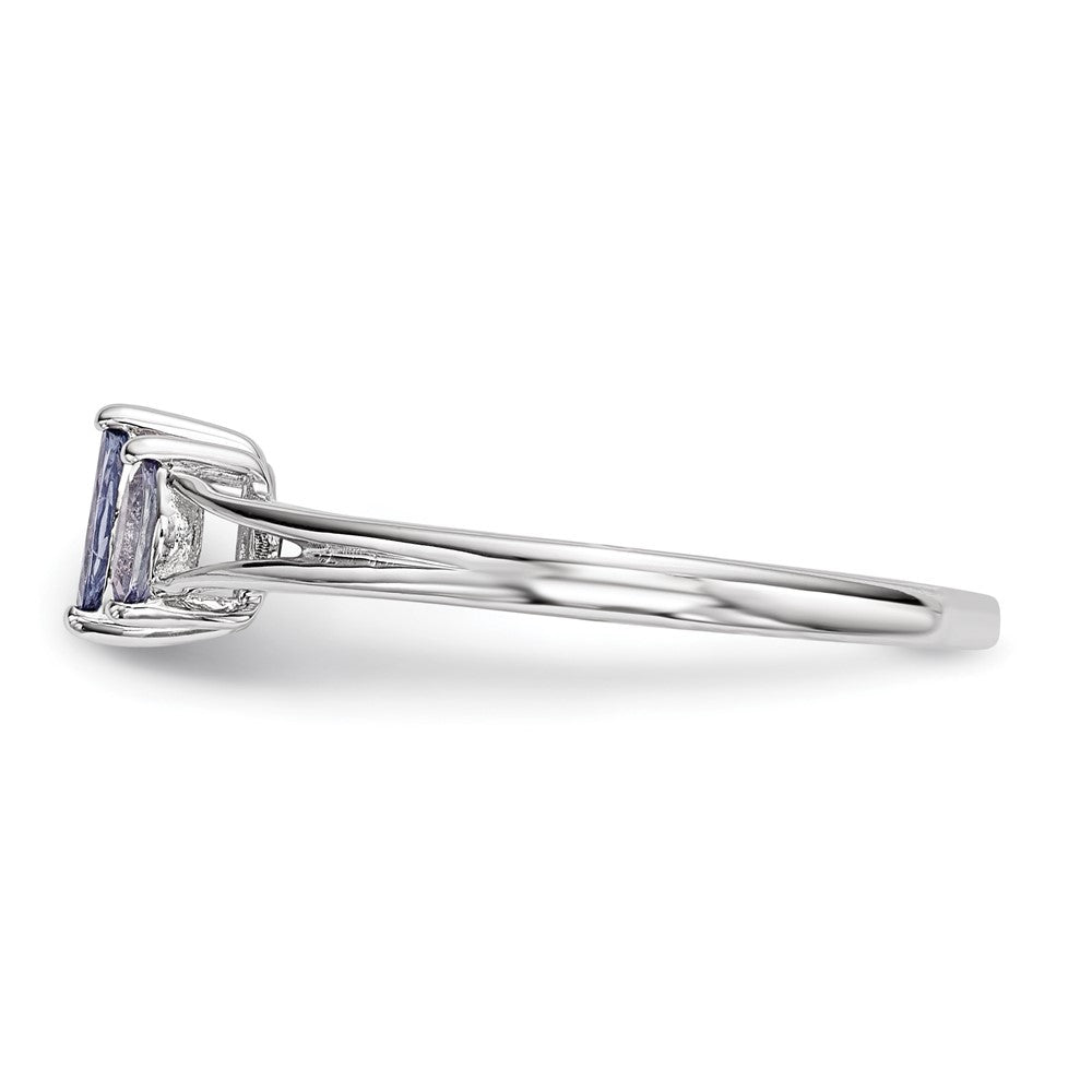 Sterlingsilber Rhodium 3 Stein Tansanit Ring