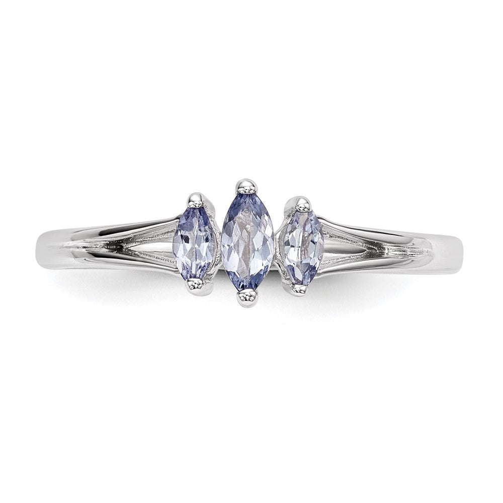 Sterlingsilber Rhodium 3 Stein Tansanit Ring