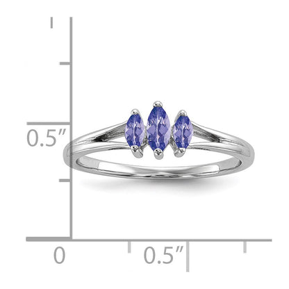Sterlingsilber Rhodium 3 Stein Tansanit Ring