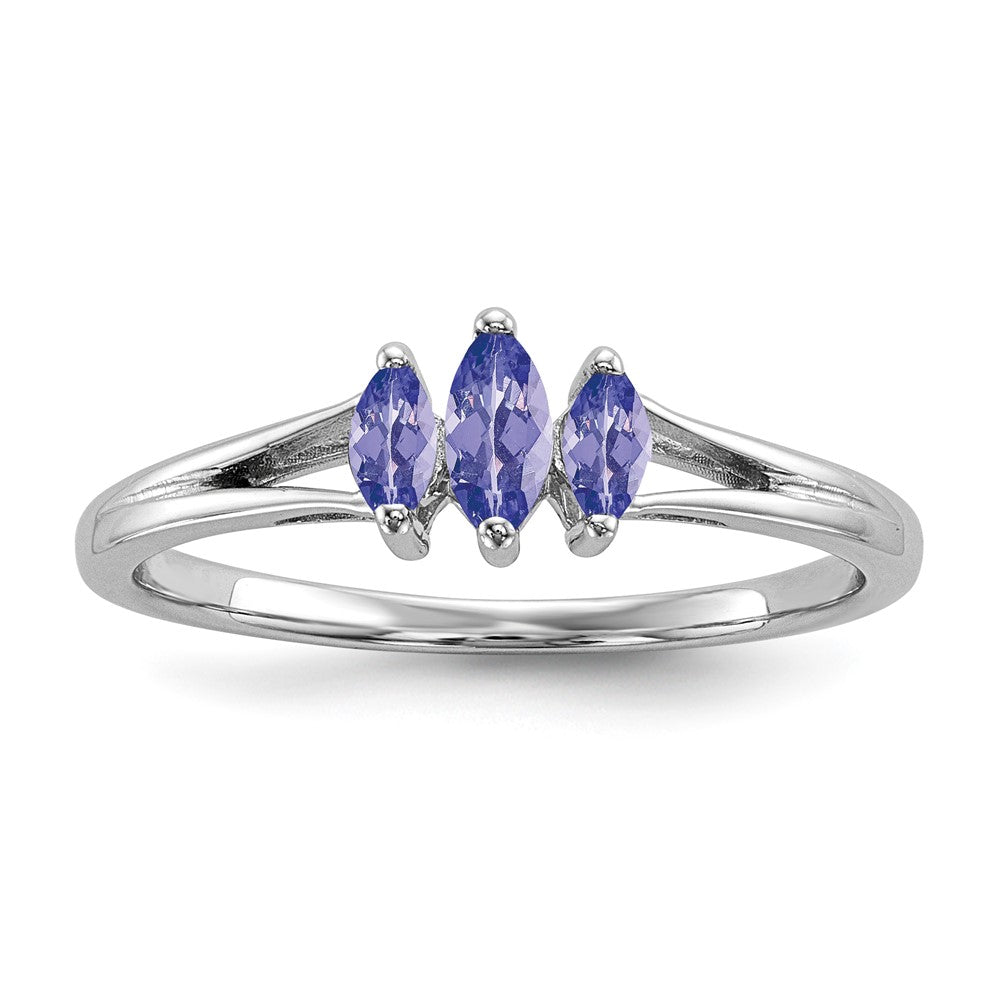 Sterlingsilber Rhodium 3 Stein Tansanit Ring