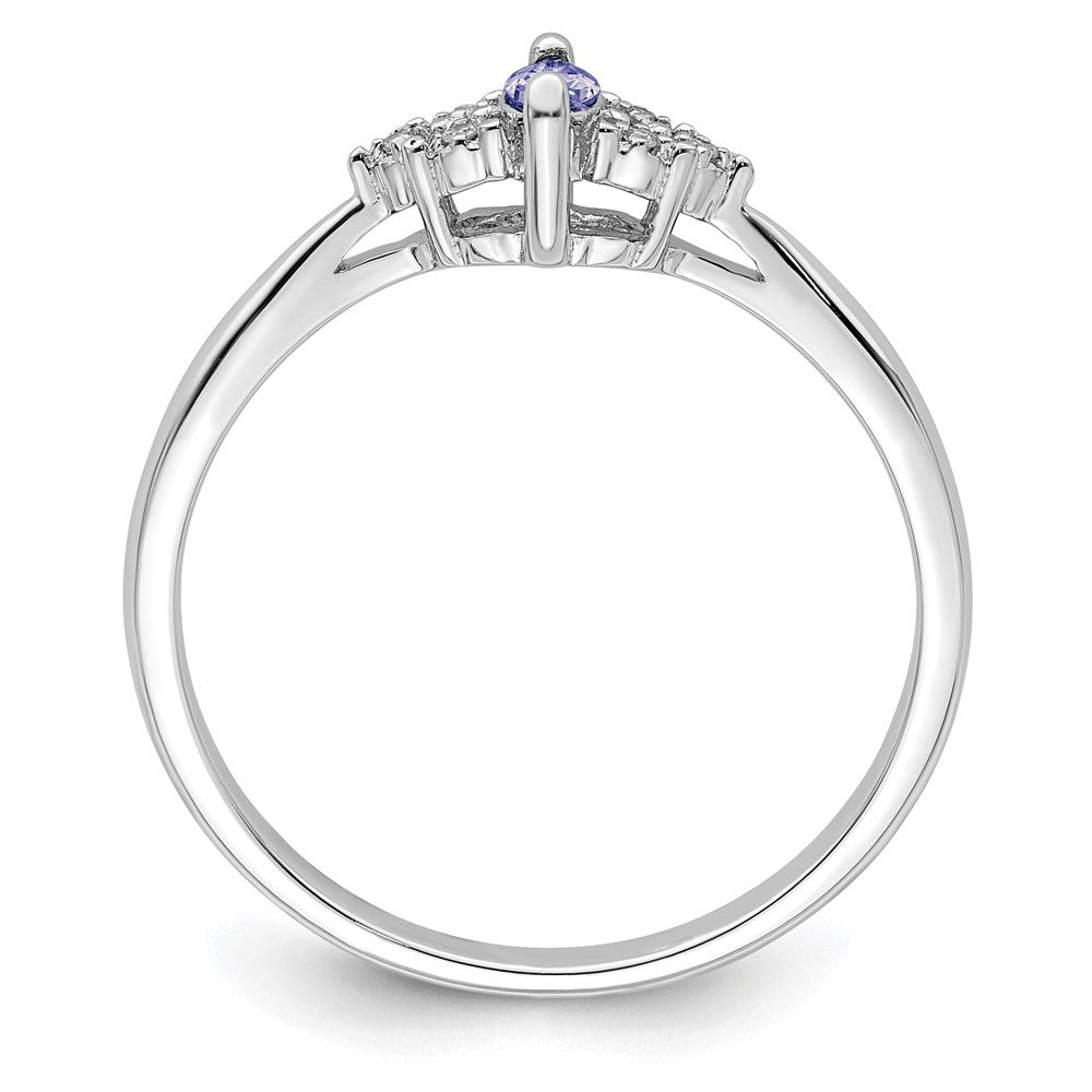 Sterlingsilber Rhodium Diamant und Tansanit Ring (size 7 Nur)