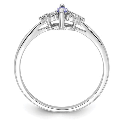 Sterlingsilber Rhodium Diamant und Tansanit Ring (size 7 Nur)