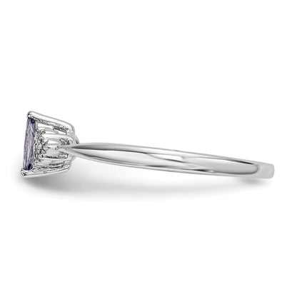 Sterlingsilber Rhodium Diamant und Tansanit Ring (size 7 Nur)