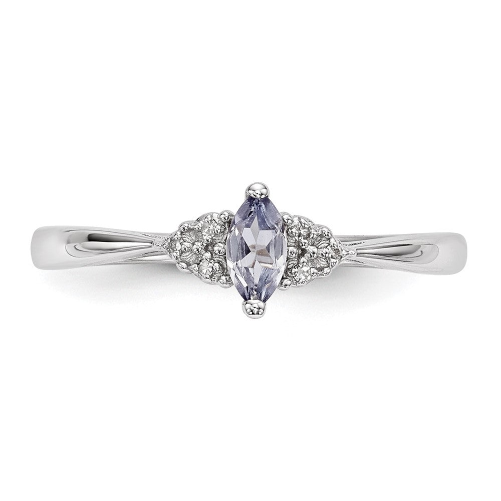 Sterlingsilber Rhodium Diamant und Tansanit Ring (size 7 Nur)