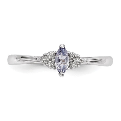 Sterlingsilber Rhodium Diamant und Tansanit Ring (size 7 Nur)