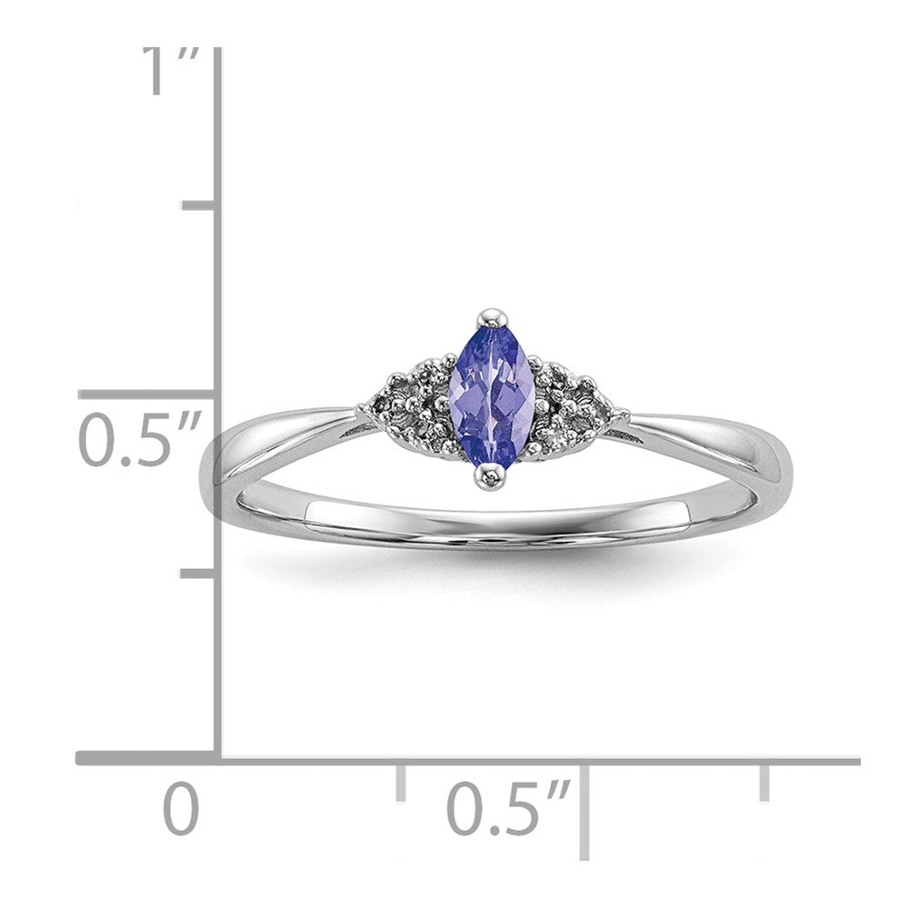 Sterlingsilber Rhodium Diamant und Tansanit Ring (size 7 Nur)