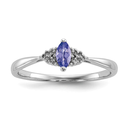 Sterlingsilber Rhodium Diamant und Tansanit Ring (size 7 Nur)