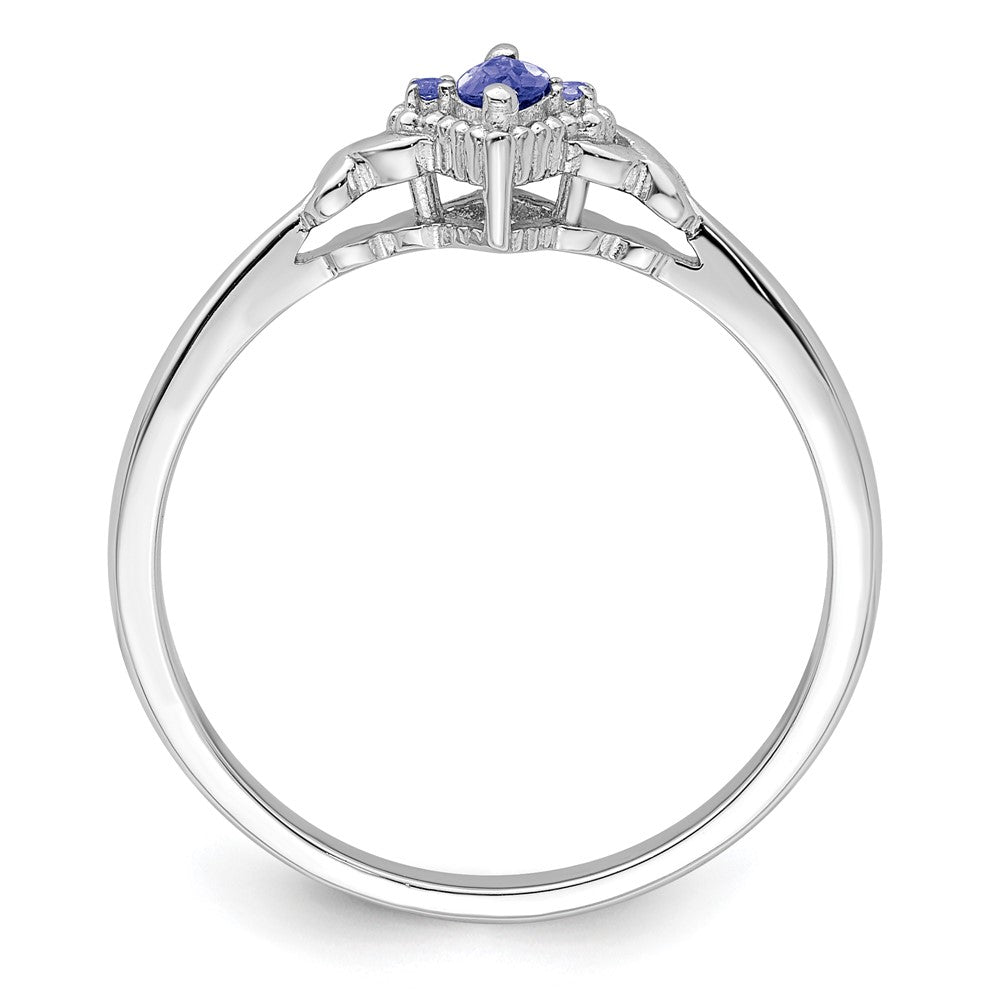 Sterlingsilber Rhodium Diamant und Tansanit Ring