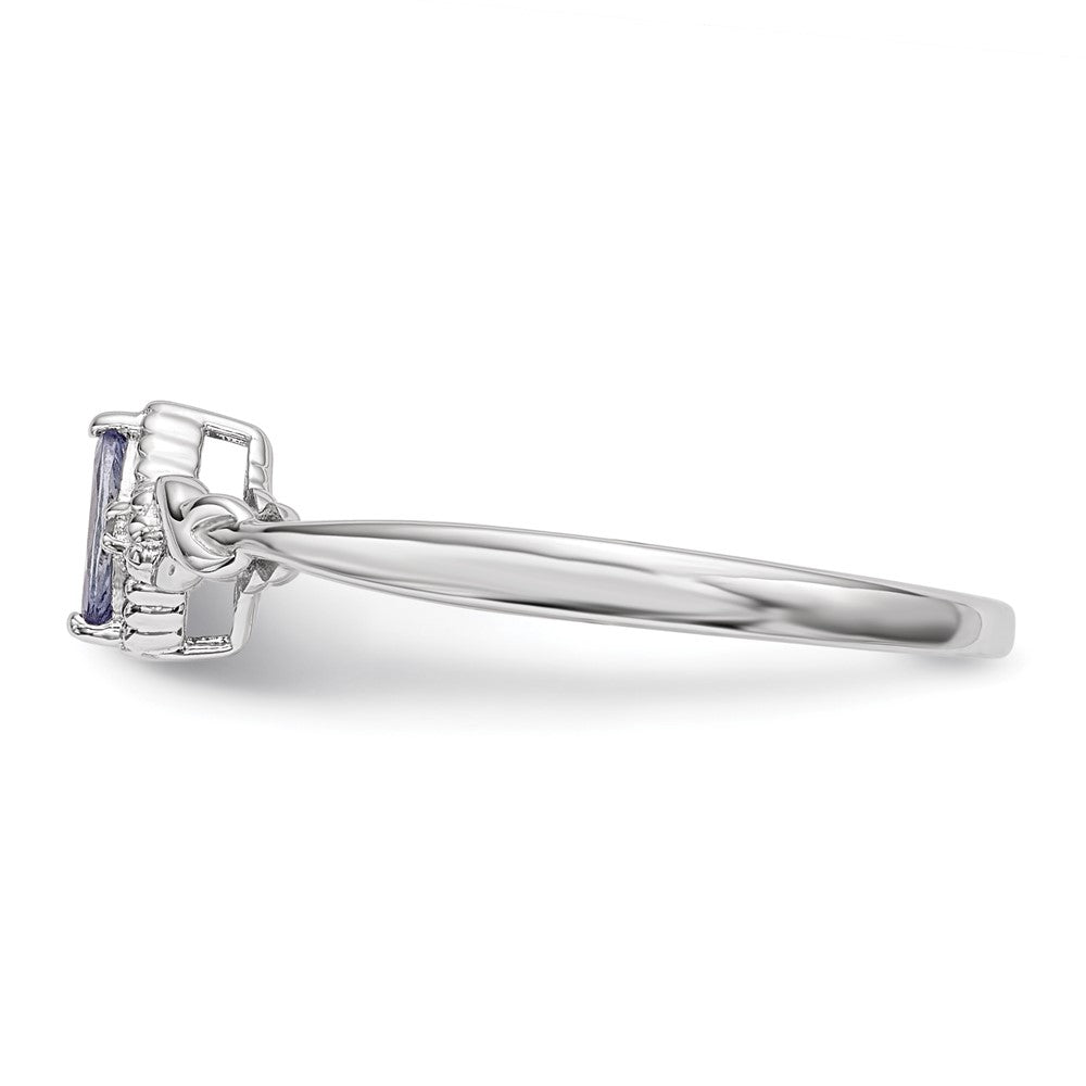 Sterlingsilber Rhodium Diamant und Tansanit Ring