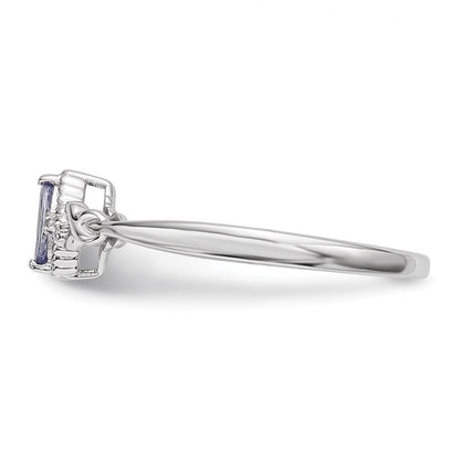 Sterlingsilber Rhodium Diamant und Tansanit Ring