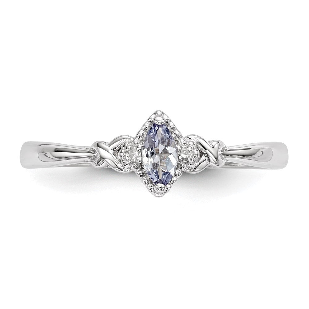 Sterlingsilber Rhodium Diamant und Tansanit Ring