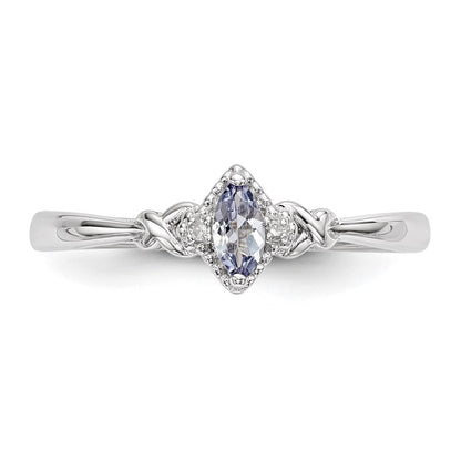 Sterlingsilber Rhodium Diamant und Tansanit Ring