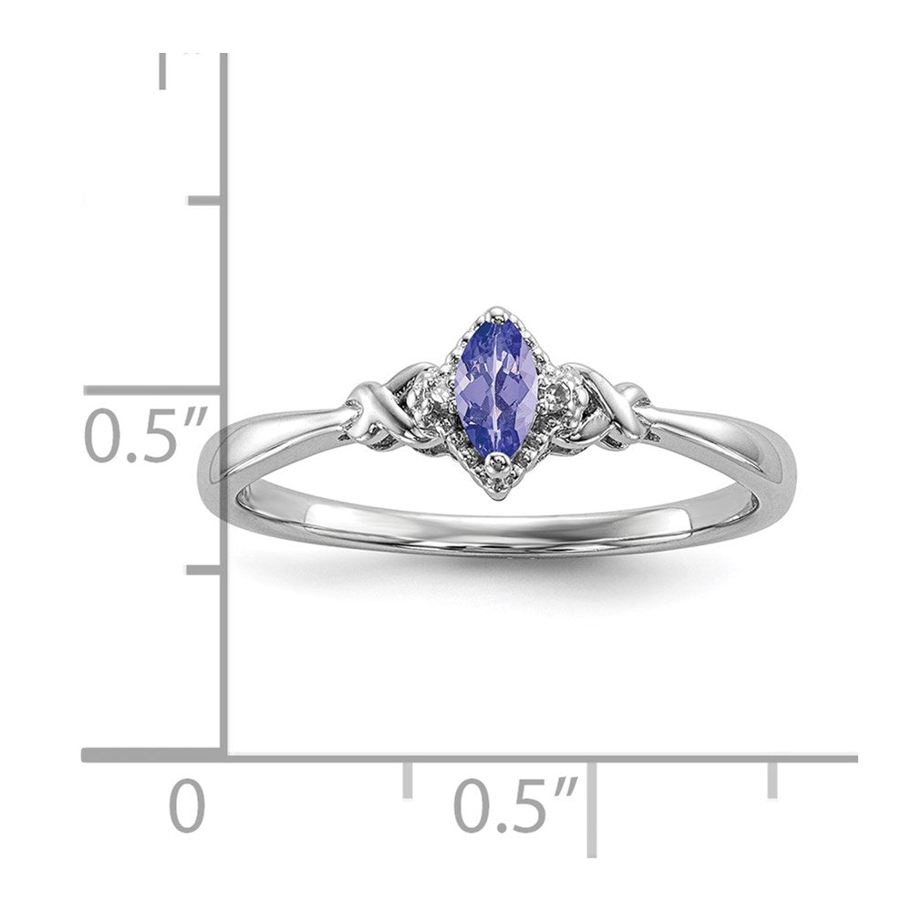 Sterlingsilber Rhodium Diamant und Tansanit Ring