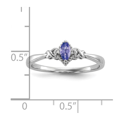 Sterlingsilber Rhodium Diamant und Tansanit Ring