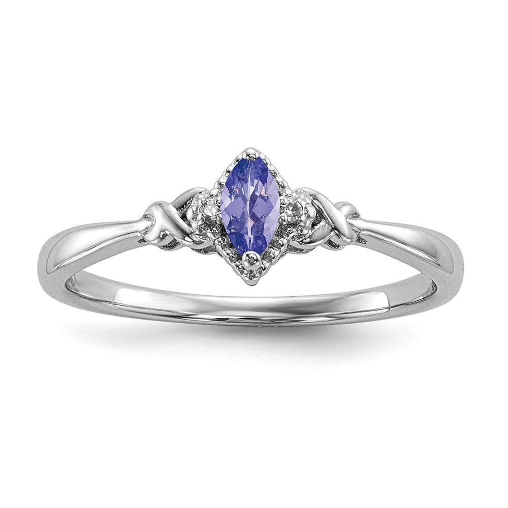 Sterlingsilber Rhodium Diamant und Tansanit Ring