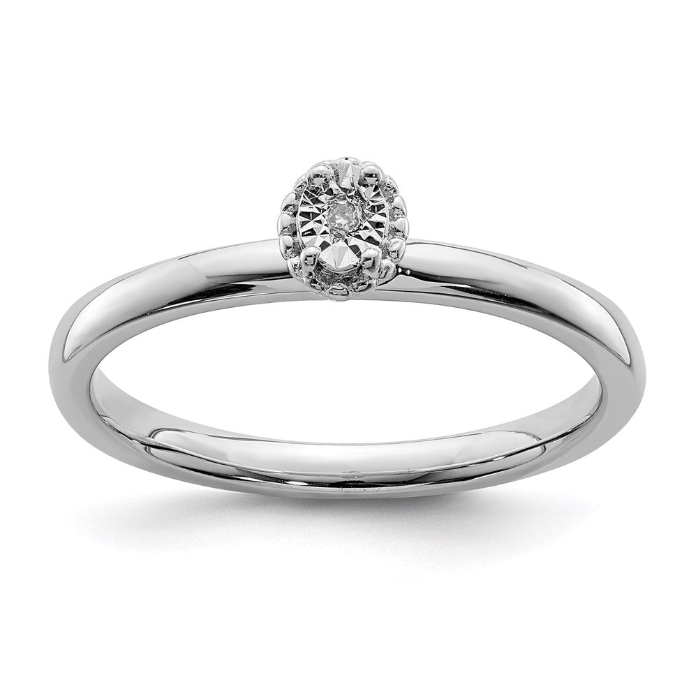 Sterlingsilber Rhodiniert Poliert Diamant Ring