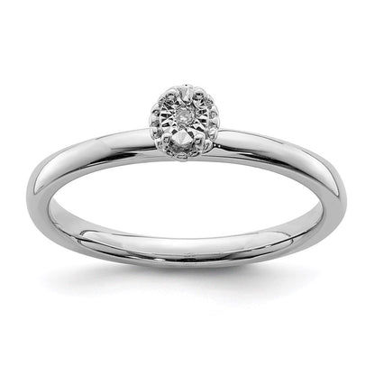 Sterlingsilber Rhodiniert Poliert Diamant Ring