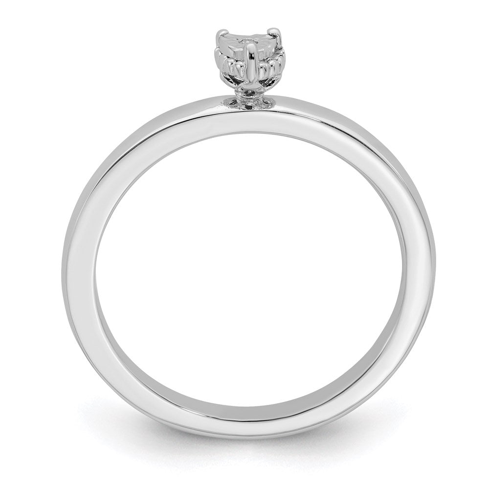 Sterlingsilber Rhodiniert Poliert Diamant Herz Form Ring