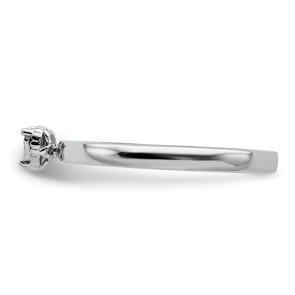Sterlingsilber Rhodiniert Poliert Diamant Herz Form Ring