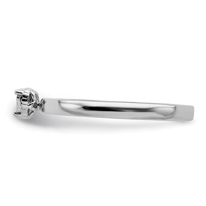 Sterlingsilber Rhodiniert Poliert Diamant Herz Form Ring