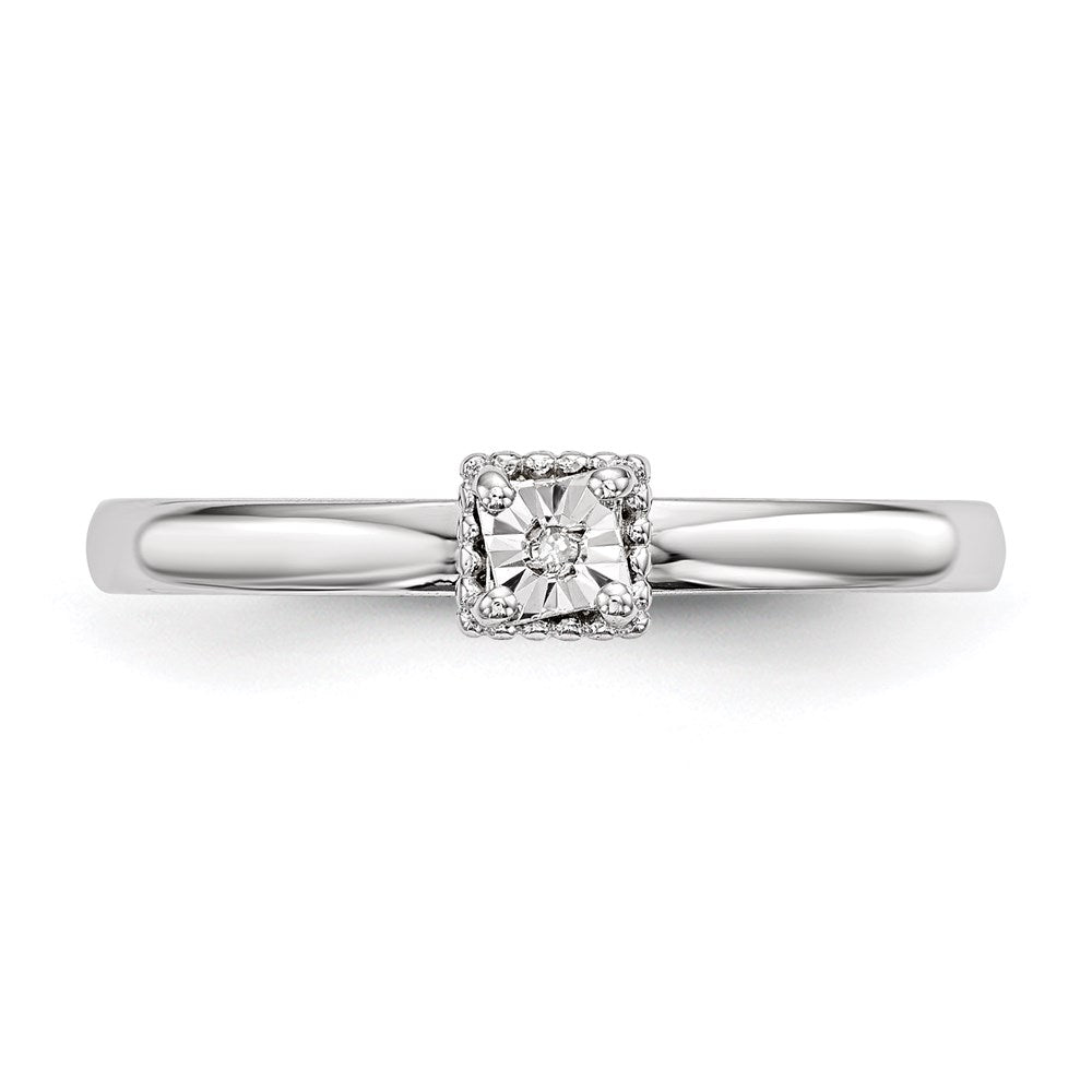 Sterlingsilber Rhodiniert Poliert Diamant Herz Form Ring