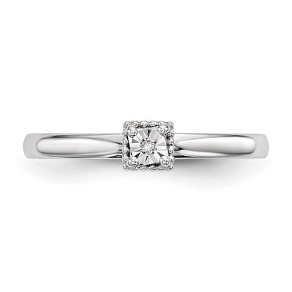 Sterlingsilber Rhodiniert Poliert Diamant Herz Form Ring